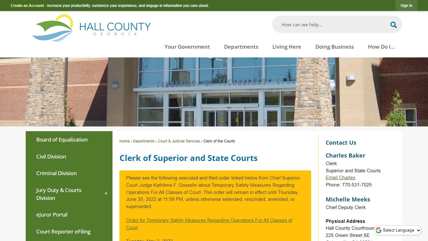 Clerk of Superior and State Courts - Hall County, Georgia