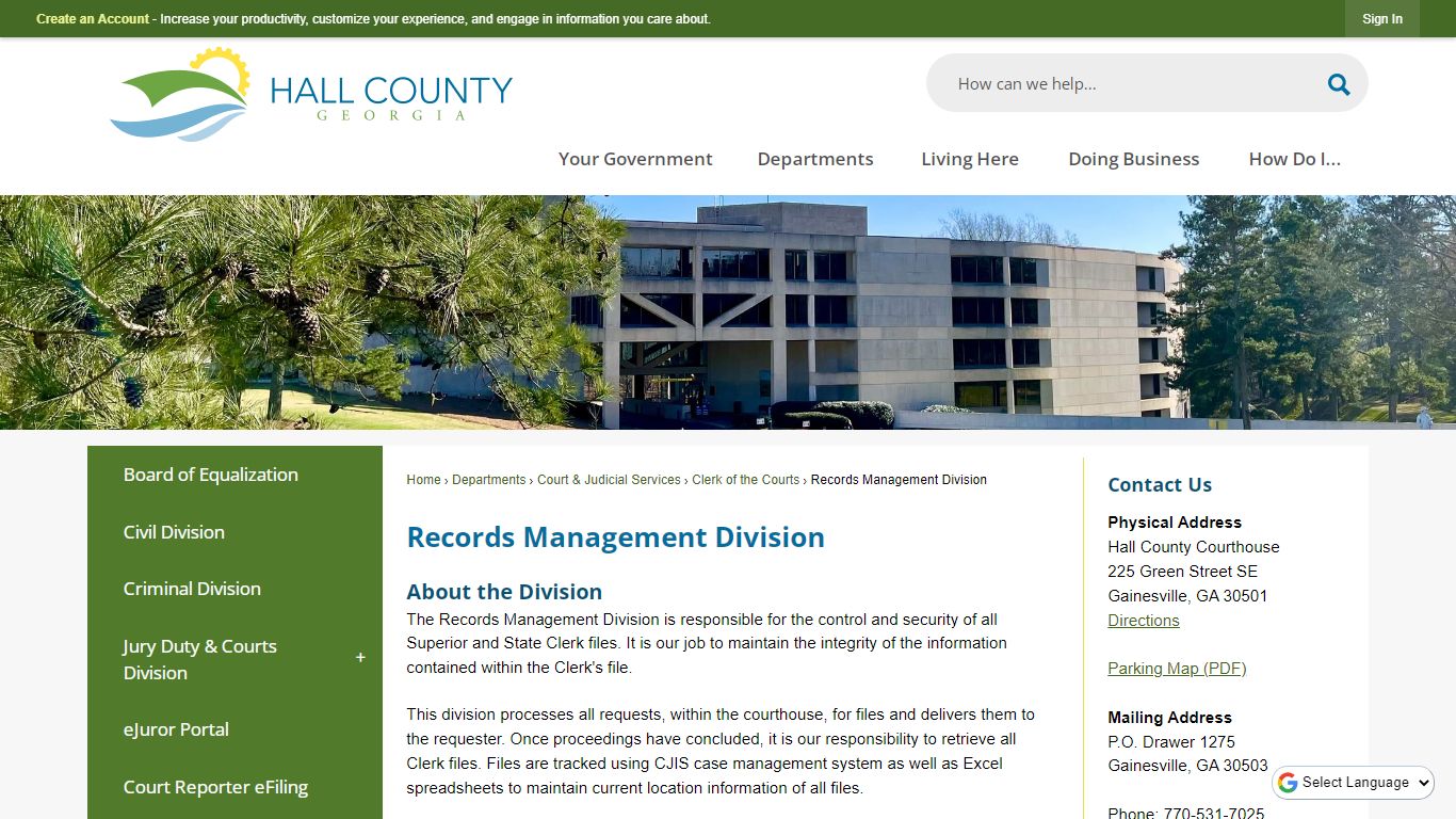 Records Management Division | Hall County, GA - Official Website